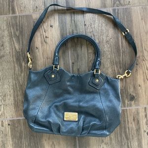 Marc Jacobs black leather tote purse with removable cross body strap